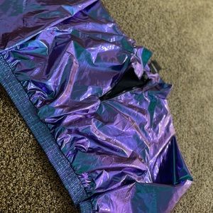 Cute purple crop top leather sweater